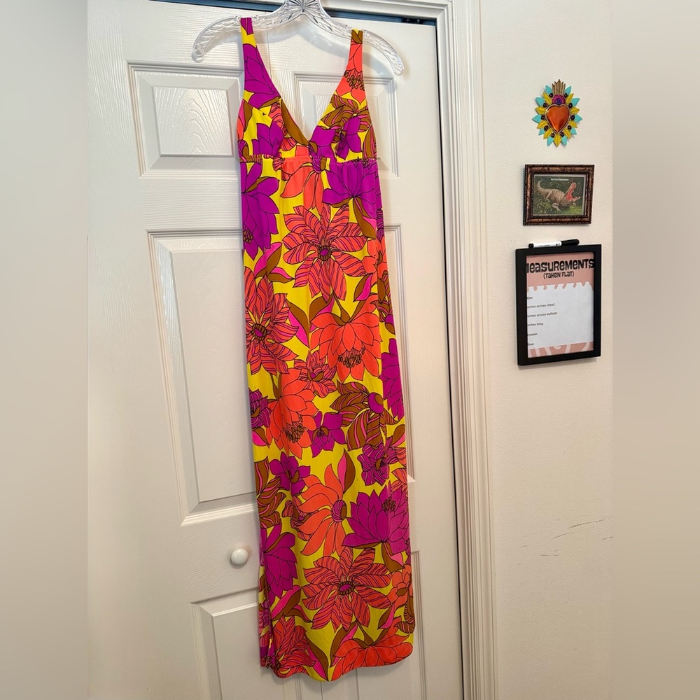 1960s Catalina Neon Floral Swim Dress Size 8 Psychedelic Flower Power California